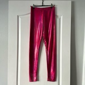 Pink Metallic Leggings